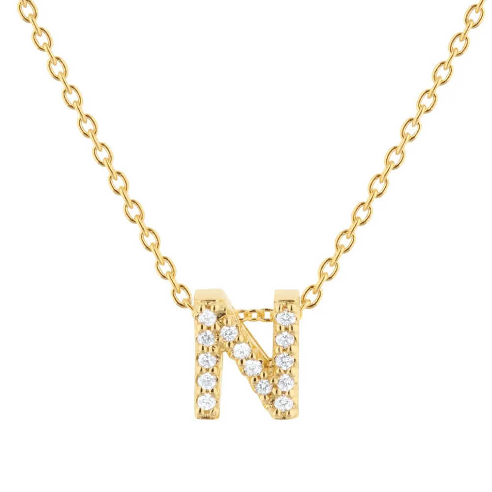 Roberto Coin Tiny Treasures 18ct Yellow Gold 0.07ct Love Letter N Necklaces