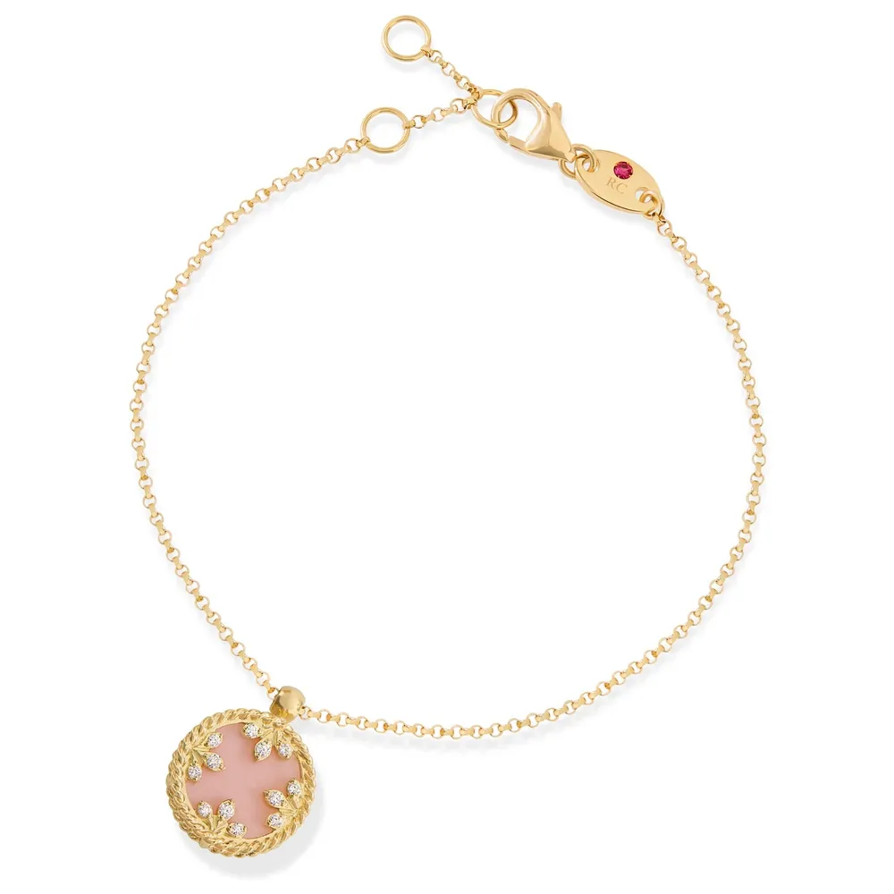 Roberto Coin Venetian Medallions 18ct Yellow Gold 0.06ct Diamond & Mother Of Pearl Bracelet