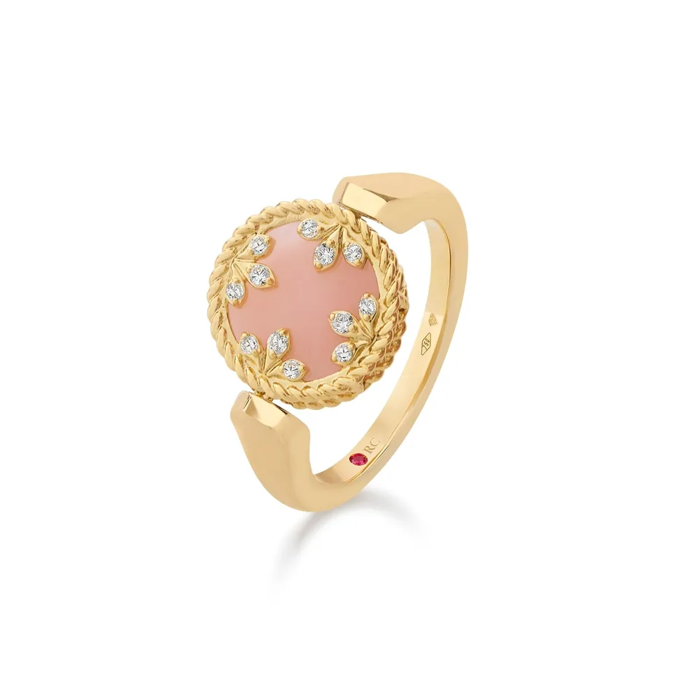 Roberto Coin Venetian Medallions 18ct Yellow Gold 0.06ct Diamond & Mother Of Pearl Ring