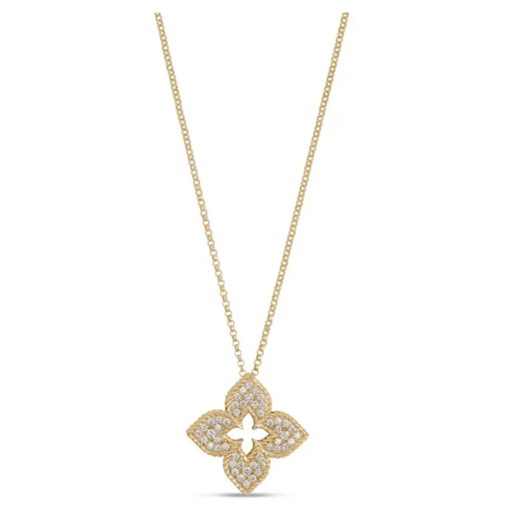 Roberto Coin Venetian Princess 18ct Yellow Gold 0.34ct Diamond Pendant Necklace