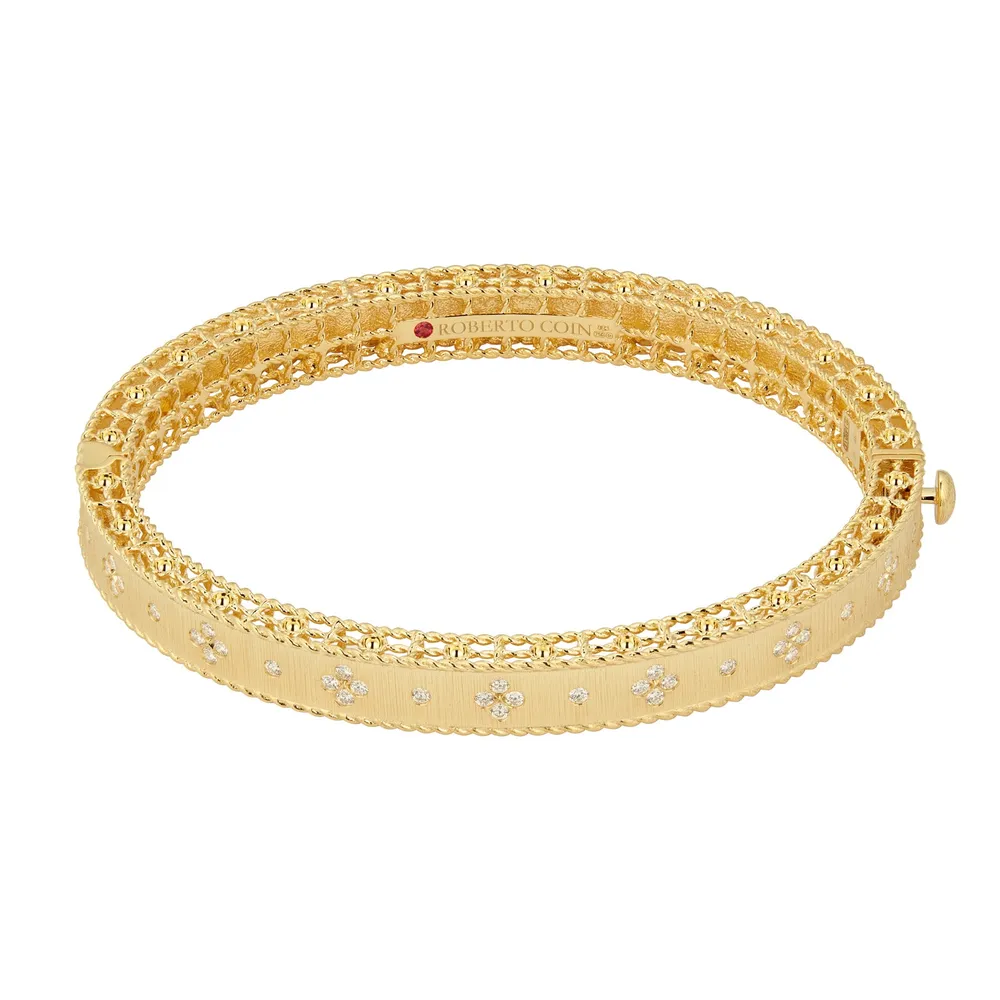 Roberto Coin Venetian Princess 18ct Yellow Gold 0.50ct Diamond Bangle - Size Small