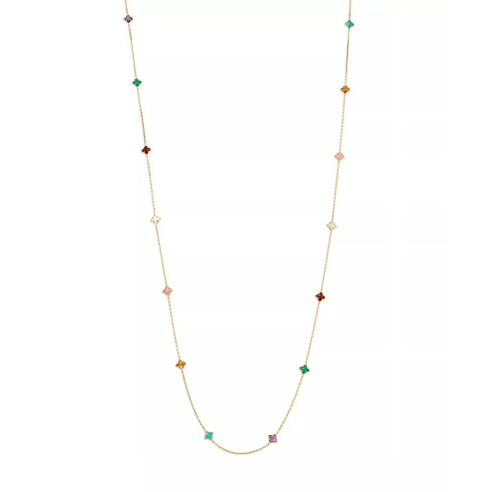 Roberto Coin Venetian Princess 18ct Yellow Gold Mixed Gemstone Long Necklace
