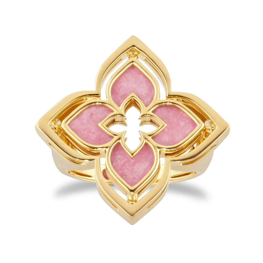 Roberto Coin Venetian Princess 18ct Yellow Gold Rhodonite & 0.03ct Diamond Ring