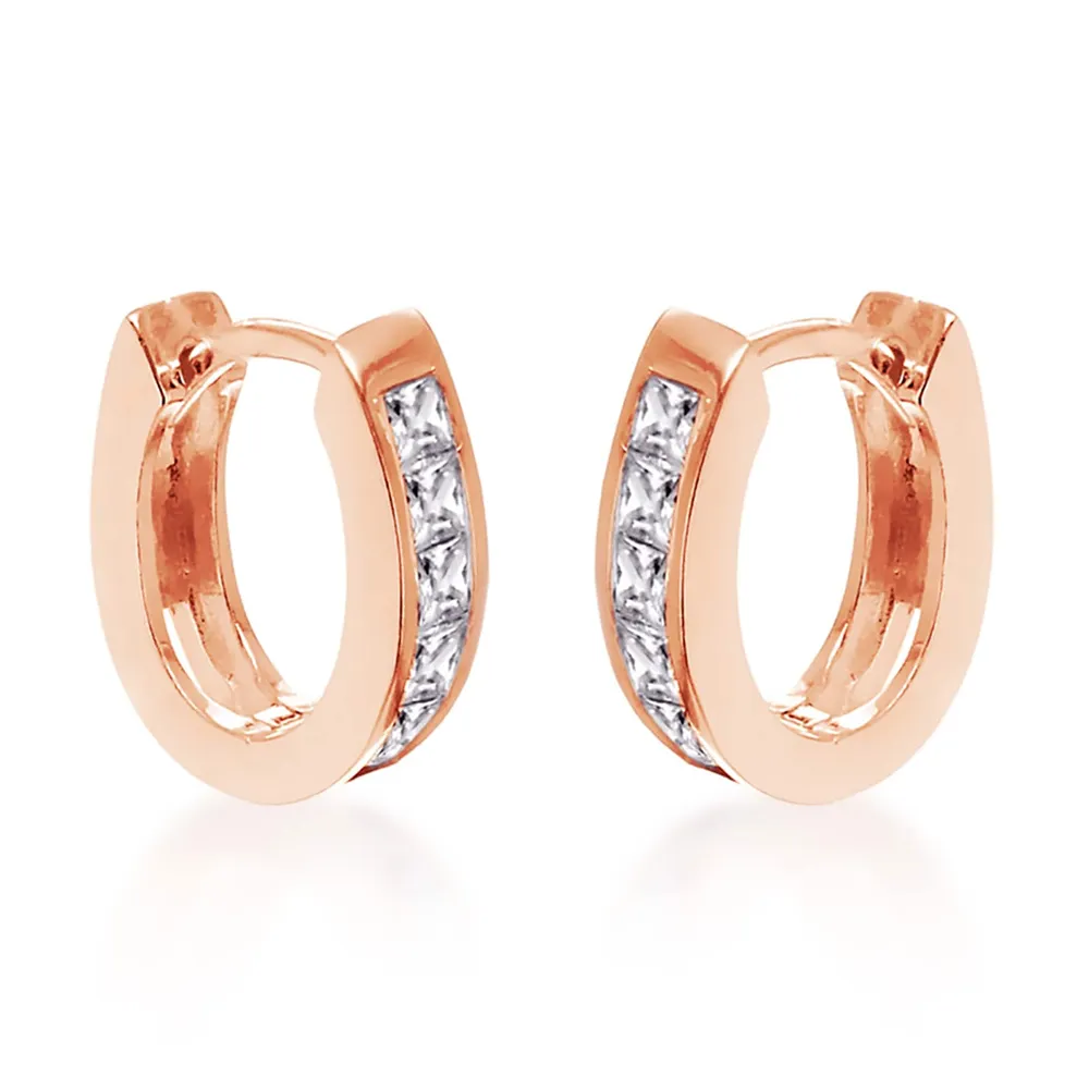 Rose Gold Plated 11x11.9mm Leaver Huggie Earrings