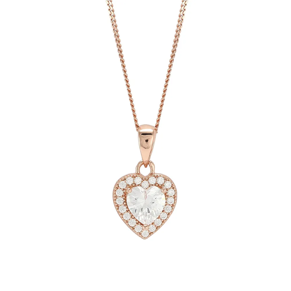 Rose Gold Plated Cubic Zirconia Heart Pendant