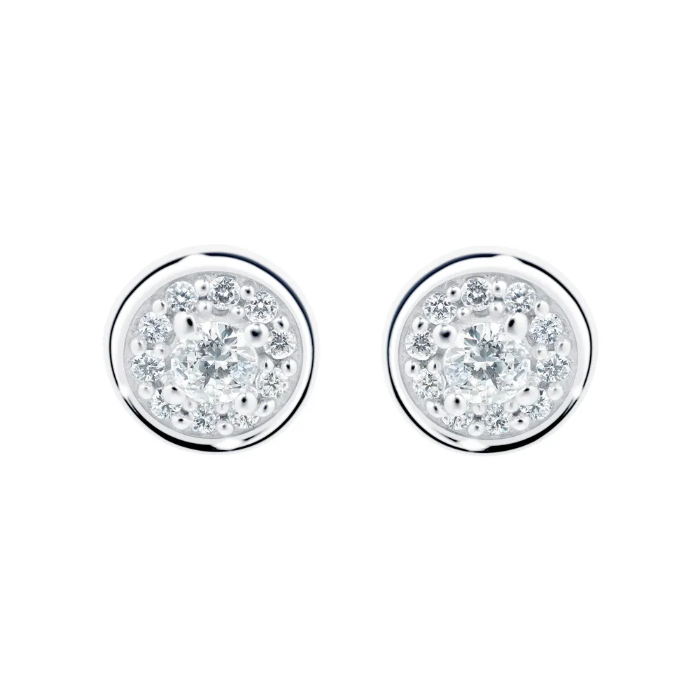 Silver 0.20cttw Diamond Cluster Stud Earrings