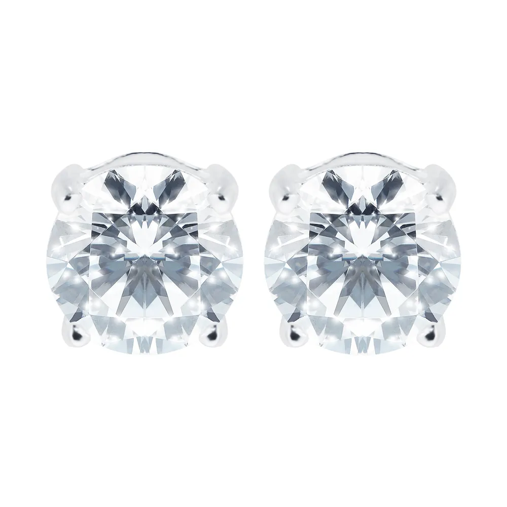 Silver 7mm Round Crystal Earrings