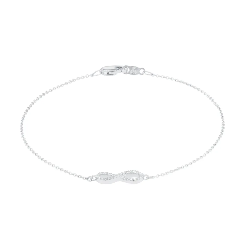 Silver & Diamond 0.08ct Infinity Bracelet