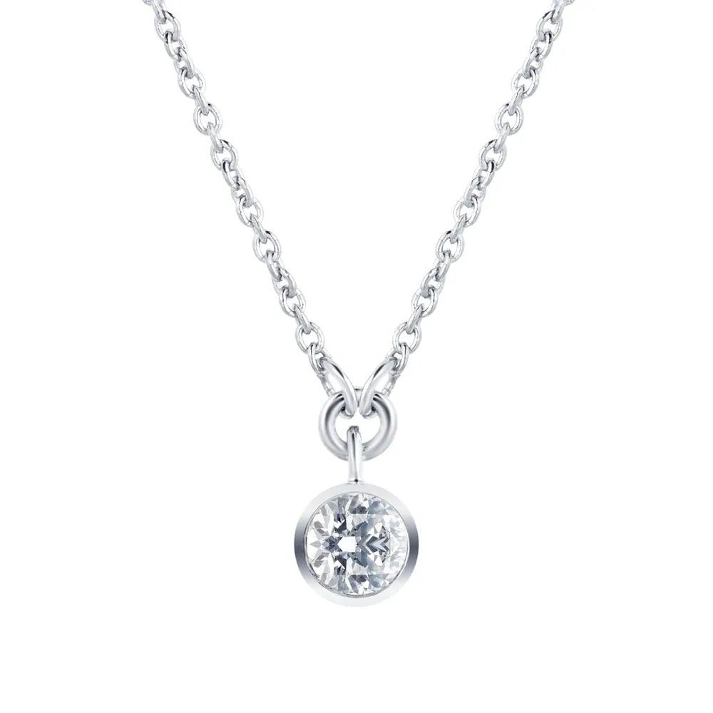 Silver & Diamond 0.10ct Besel Pendant