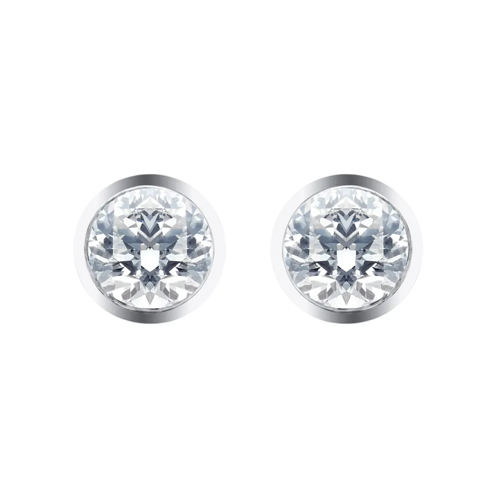 Silver & Diamond 0.10ct Besel Stud Earrings