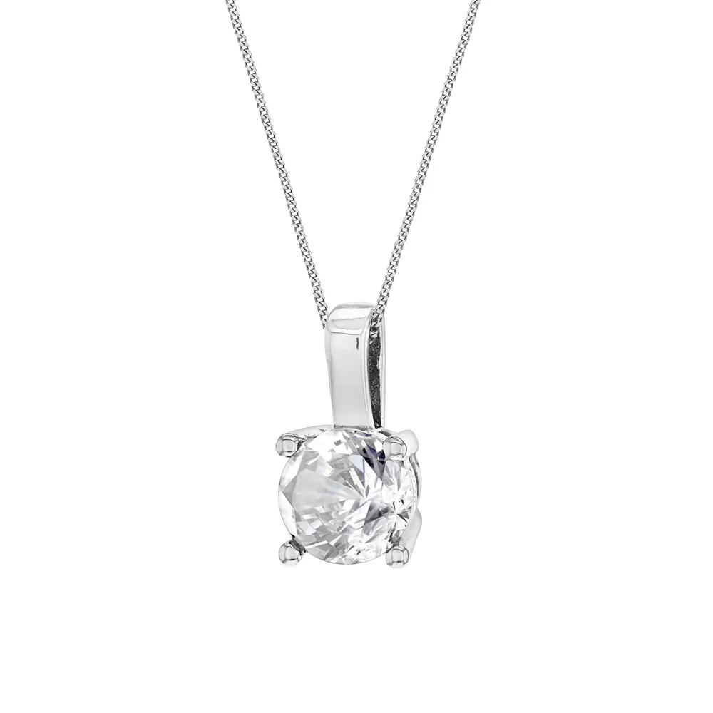 Silver April Cubic Zirconia Pendant