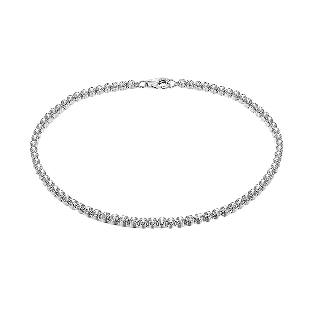 Silver Cubic Zirconia Bezel Tennis Bracelet