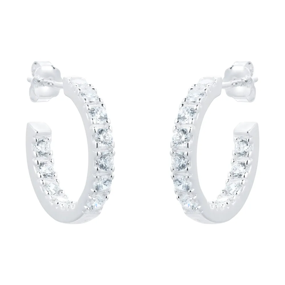 Silver Cubic Zirconia Hoop Earrings