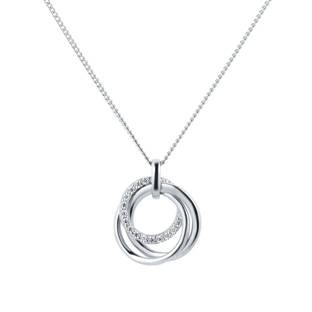 Silver Layered Circles Cubic Zirconia Pendant