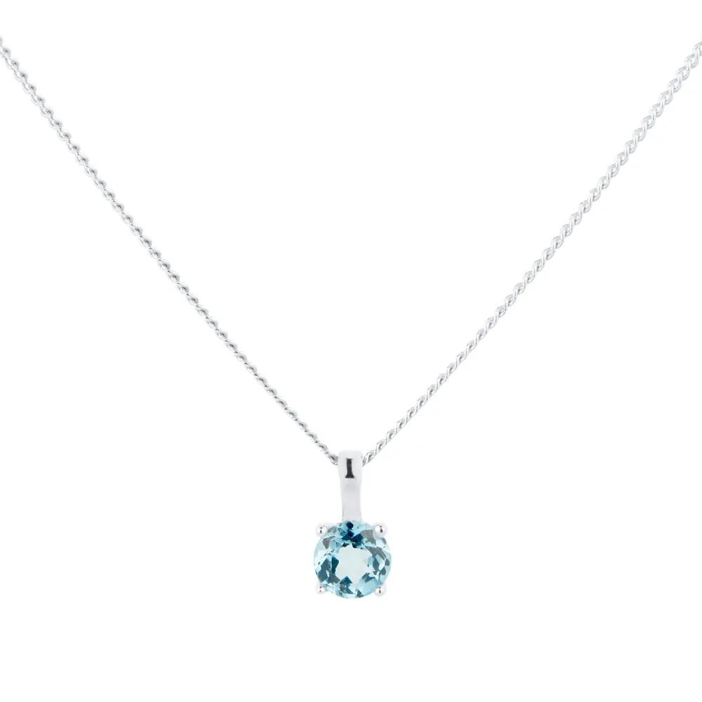 Silver March Aqua Cubic Zirconia Pendant