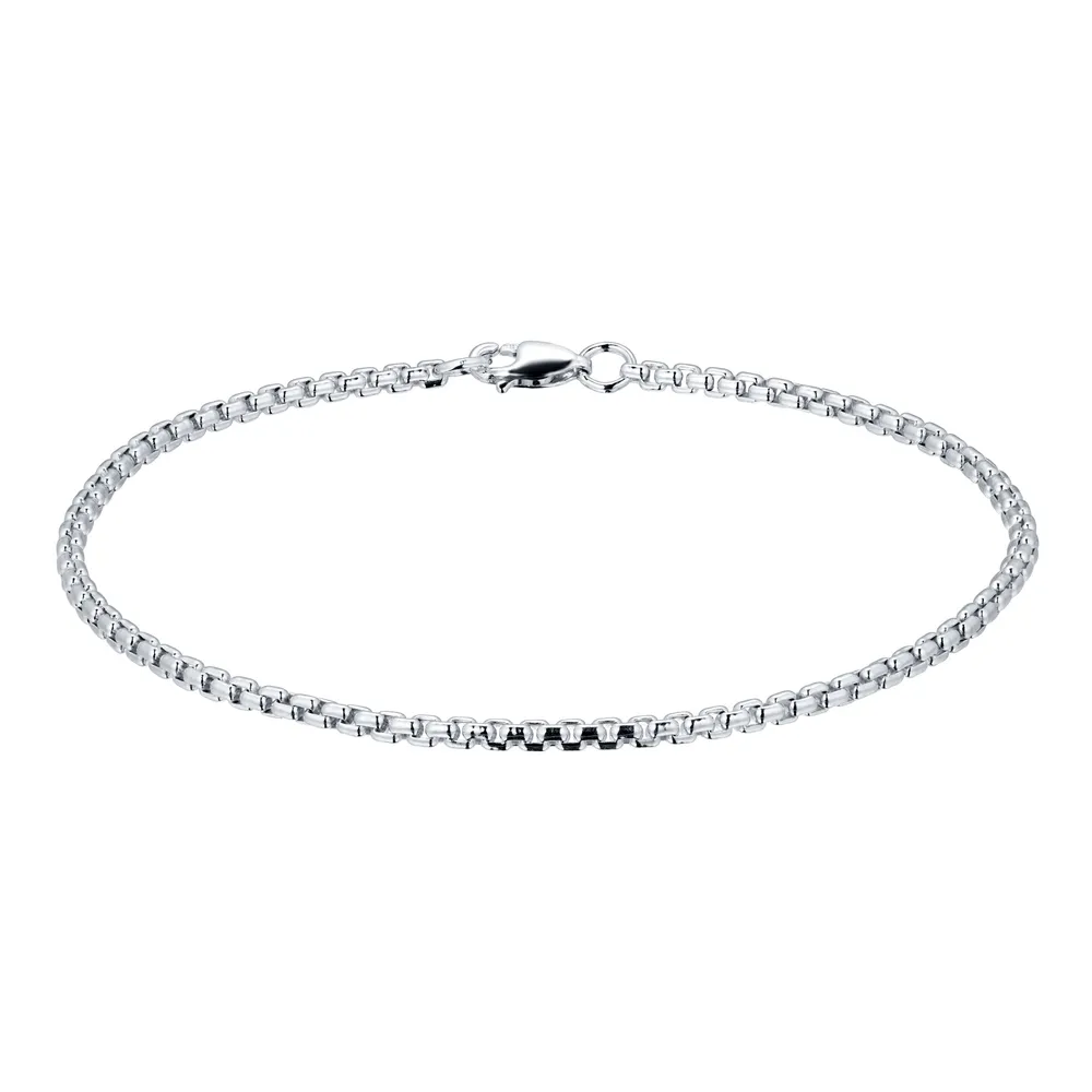 Silver Mens Narrow Box Belcher Chain Bracelet