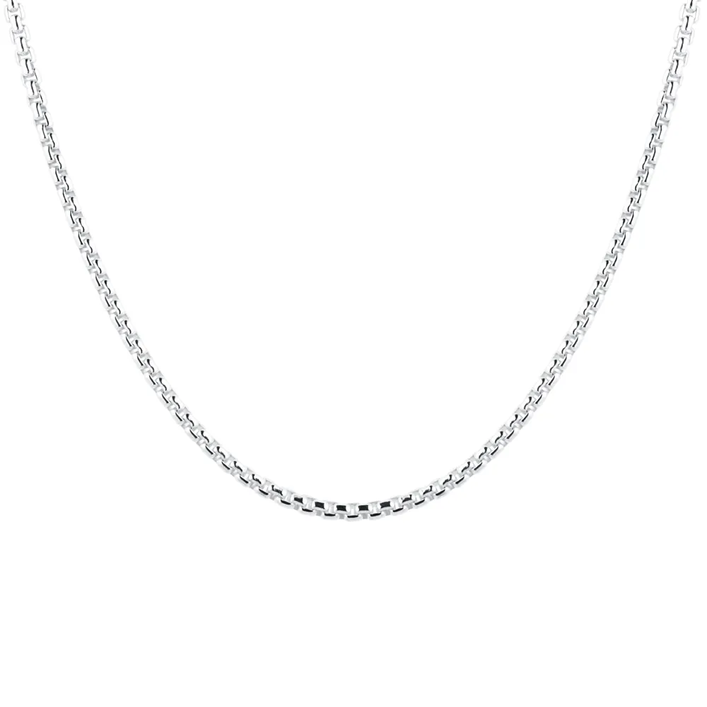 Silver Mens Narrow Box Belcher Chain Necklace