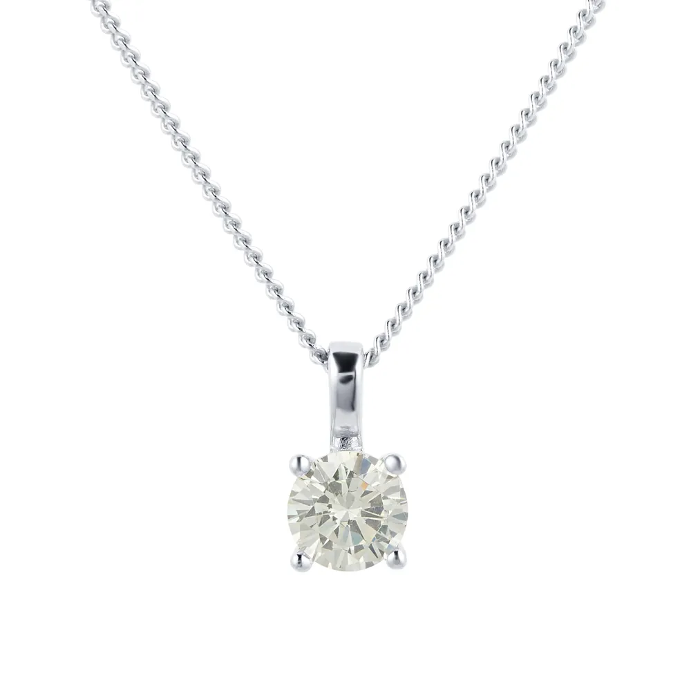 Silver November Orange Cubic Zirconia Pendant
