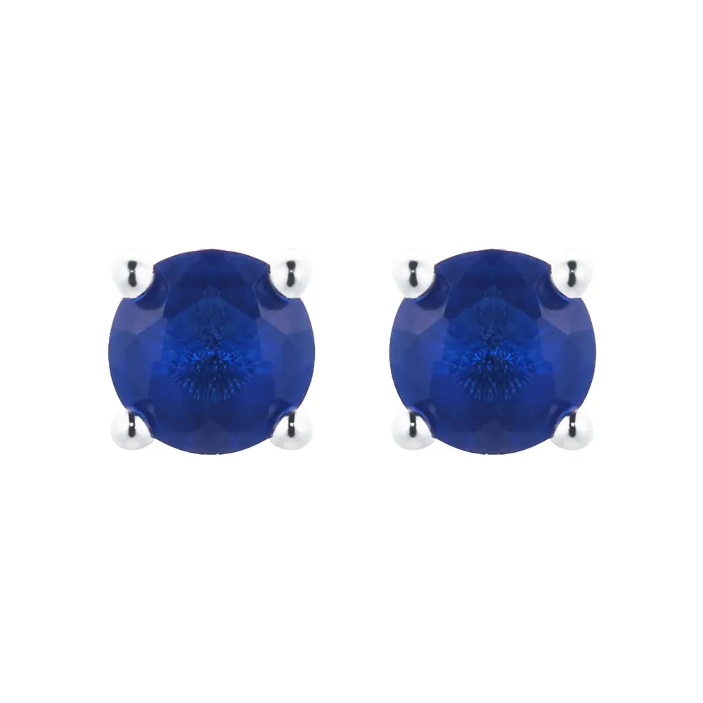 Silver September Dark Blue Cubic Zirconia Stud Earrings