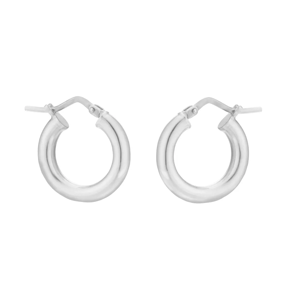 Sterling Silver 15.5mm Tube Creole Hoop Earrings