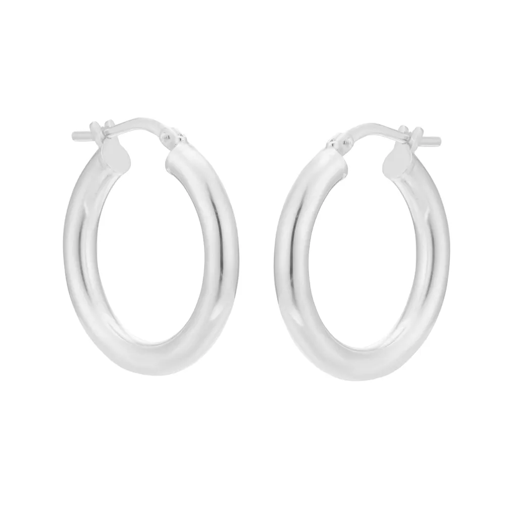 Sterling Silver 21mm Tube Creole Hoop Earrings