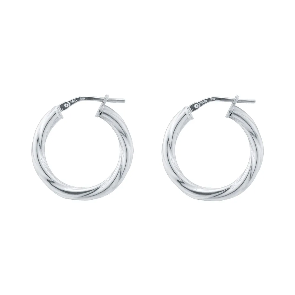 Sterling Silver 22mm Twist Creole Hoop Earrings