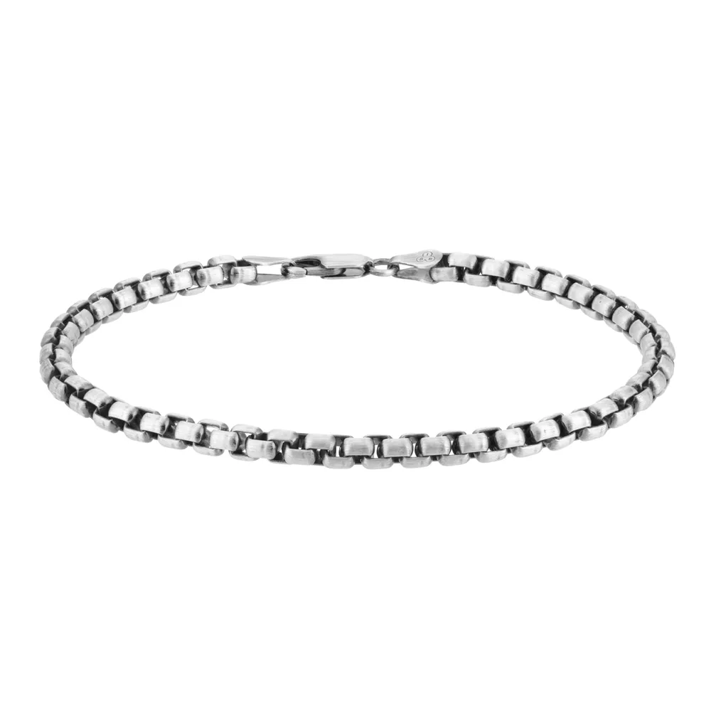 Sterling Silver 4mm Antique Plated Boxed Belcher Bracelet