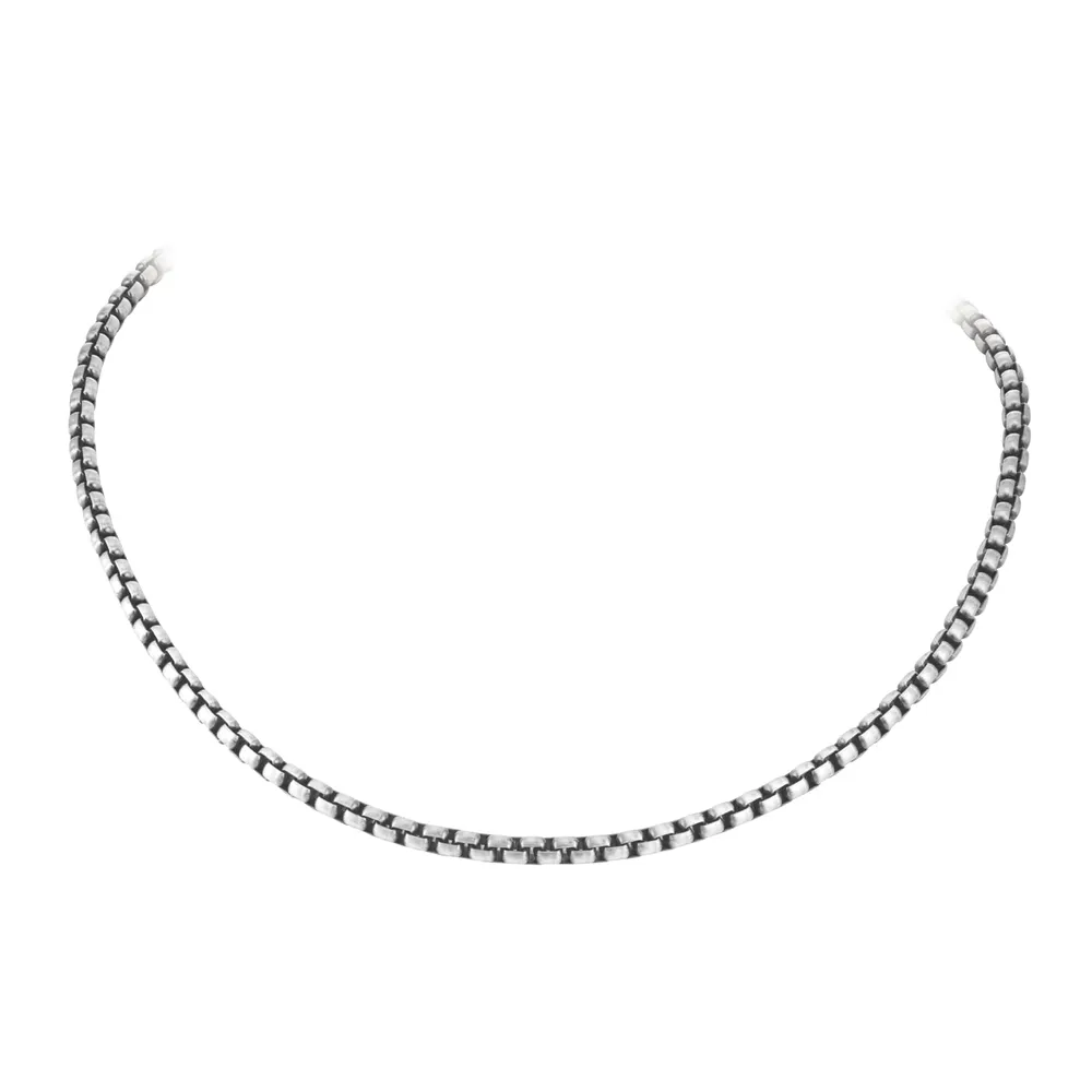 Sterling Silver 4mm Antique Plated Boxed Belcher Chain Necklace