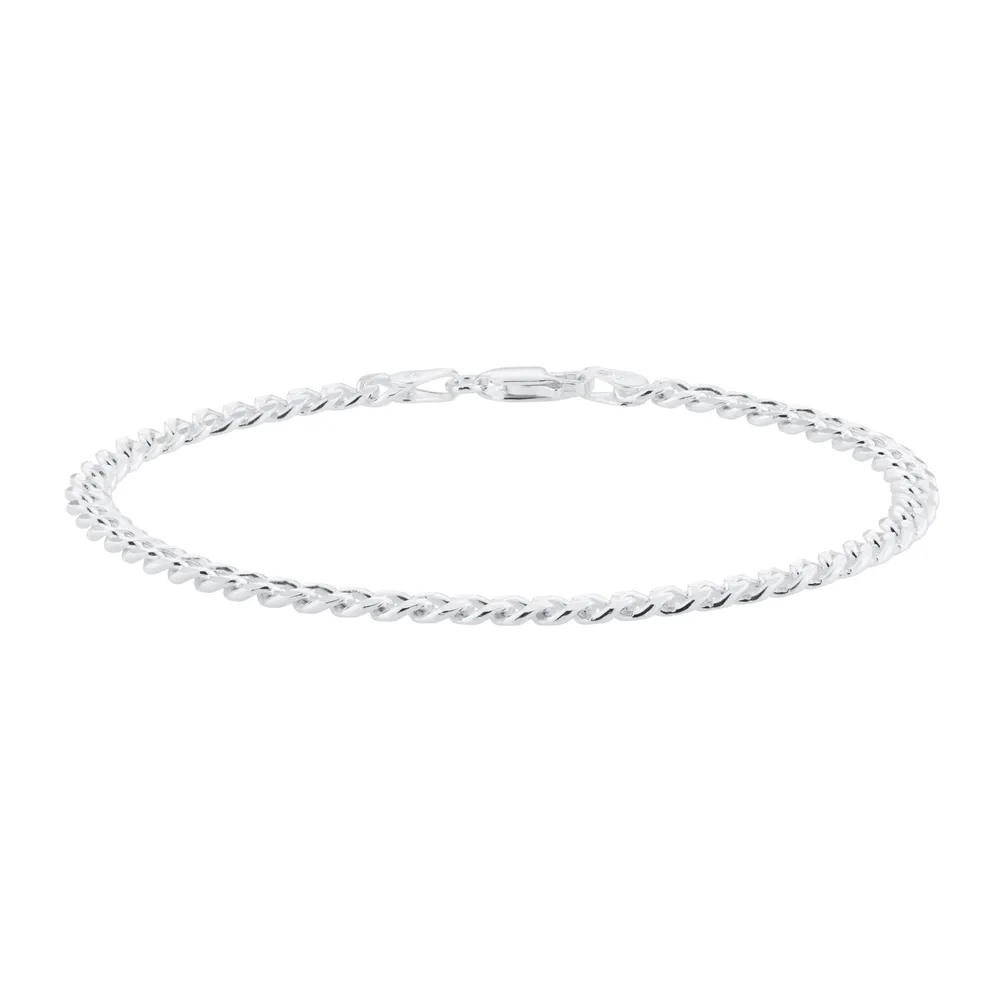Sterling Silver 4mm Panza Curb Chain Bracelet