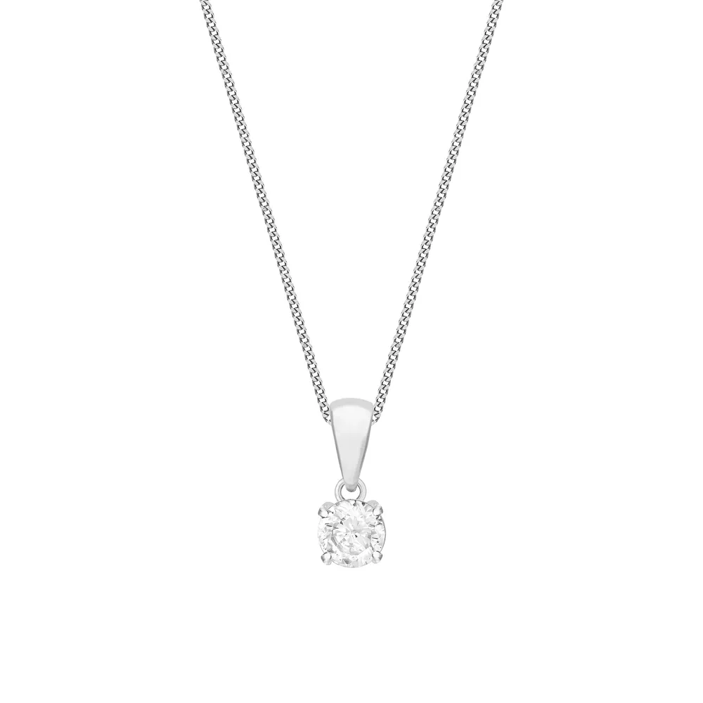 Sterling Silver 5mm Cubic Zirconia Pendant