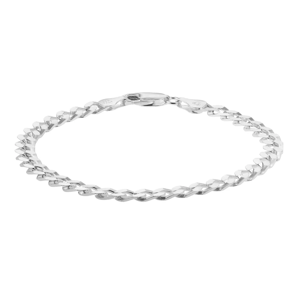 Sterling Silver 5mm Flat Square Link Curb Bracelet