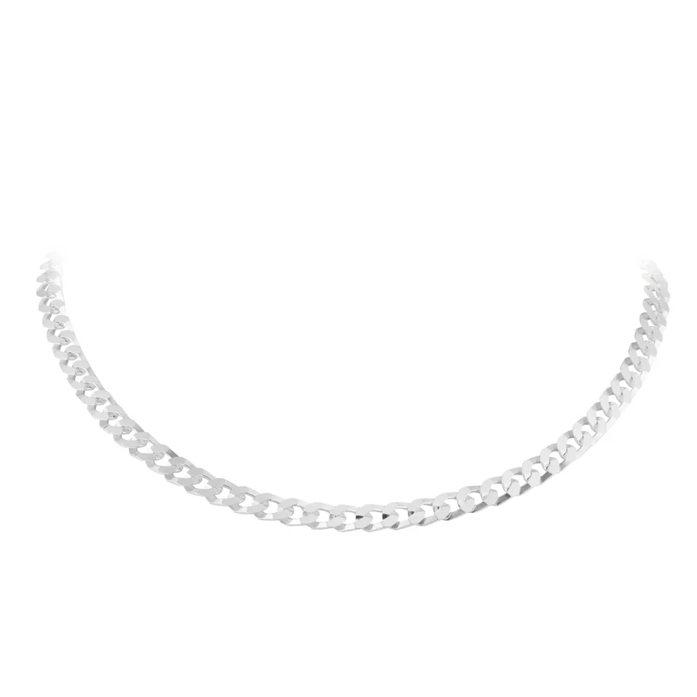 Sterling Silver 5mm Flat Square Link Curb Chain Necklace