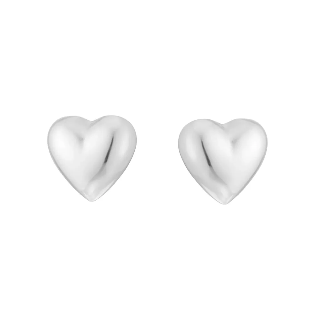 Sterling Silver 5mm Puff Heart Studs