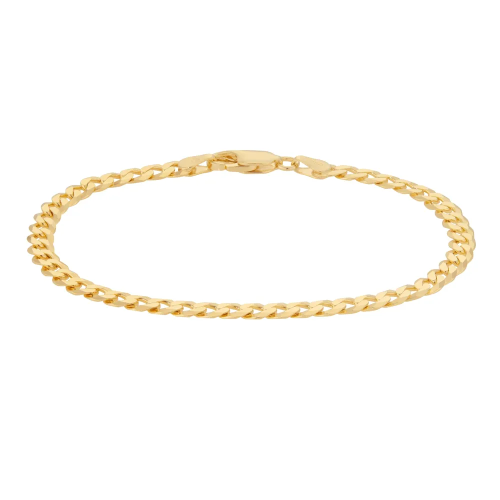 Sterling Silver and Yellow Gold Plated Curb Chain Bracelet