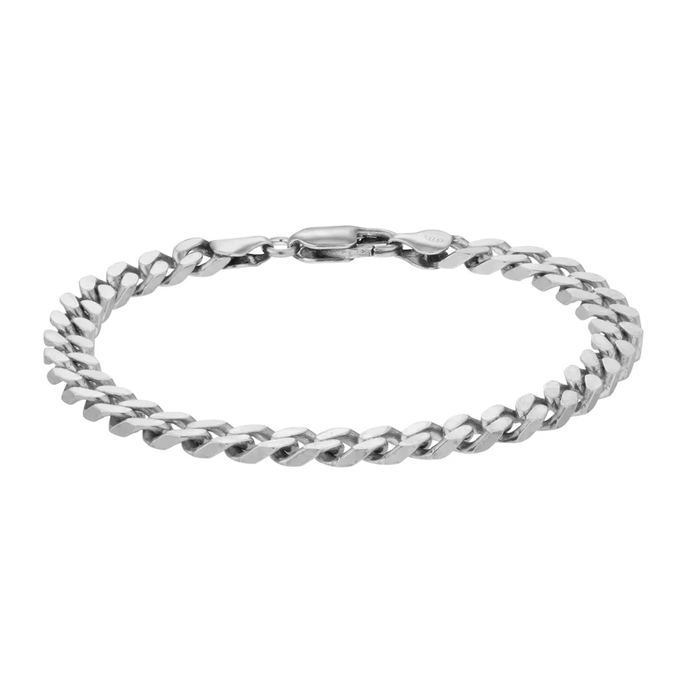 Sterling Silver Antique Plated Curb Bracelet