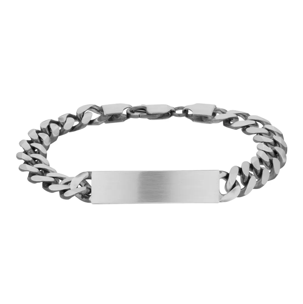 Sterling Silver Antique Plated ID Bracelet