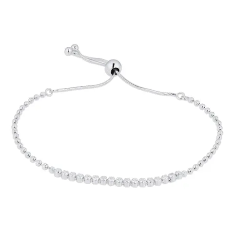 Goldsmiths Sterling Silver Cubic Zirconia Adjustable Tennis Slider Bracelet