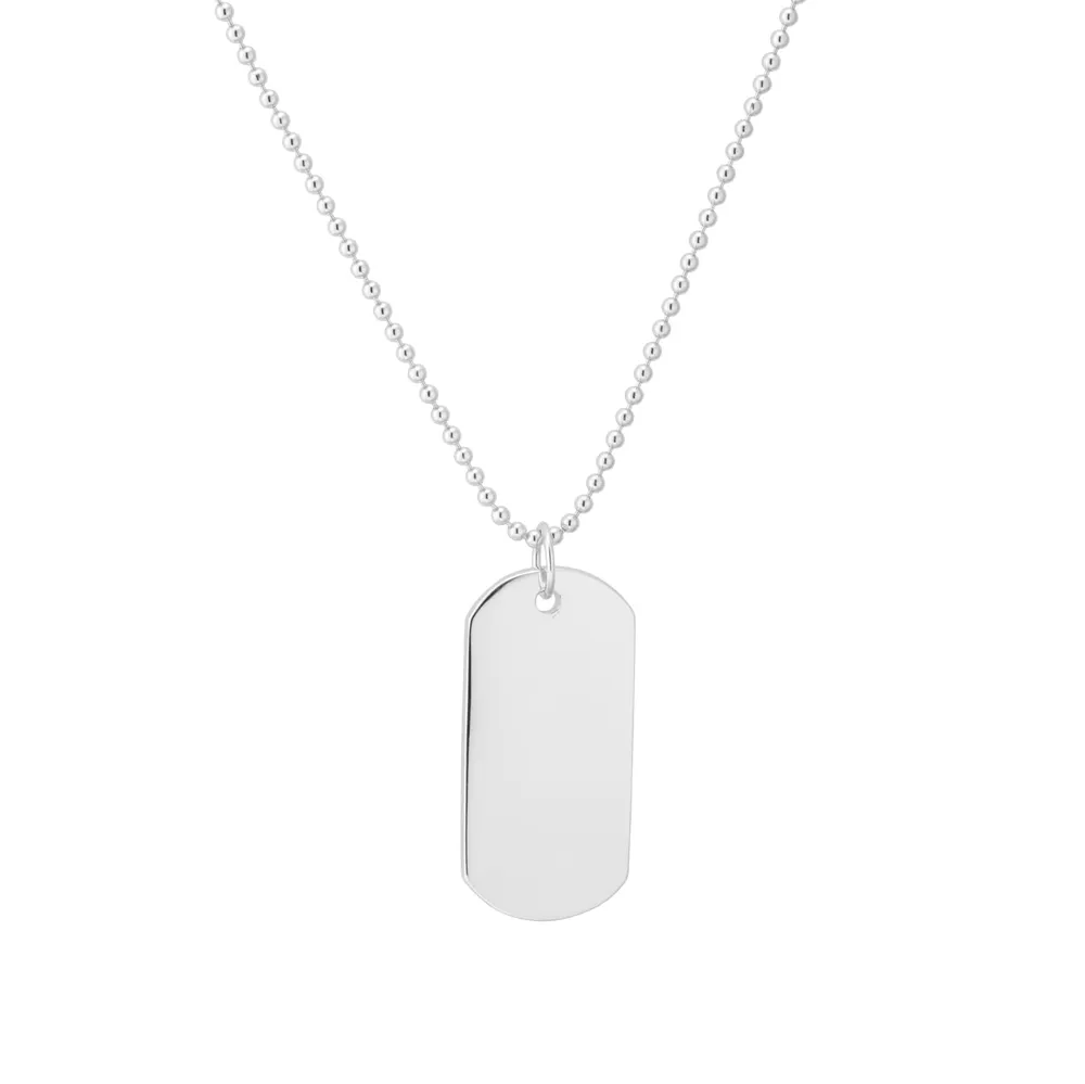 Sterling Silver Double Dog Tag Beaded Chain Necklace