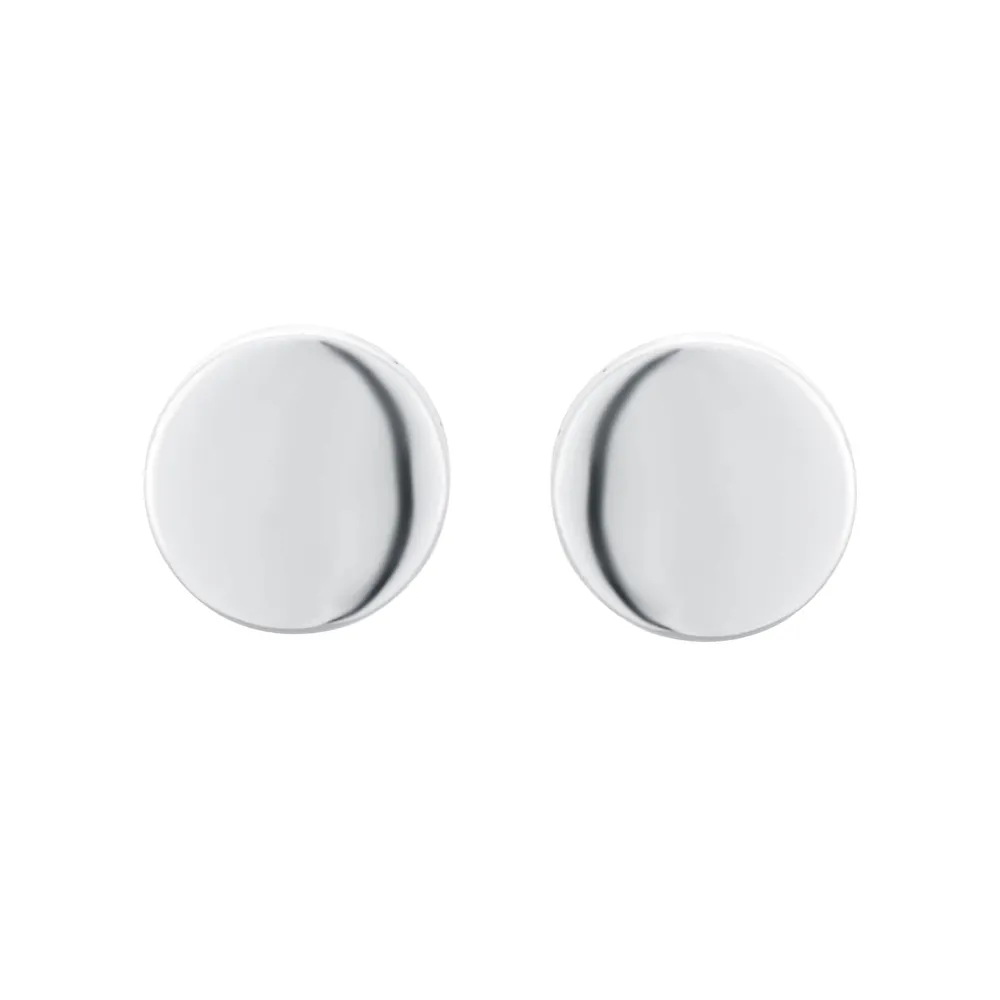 Sterling Silver Flat Disc Stud Earrings