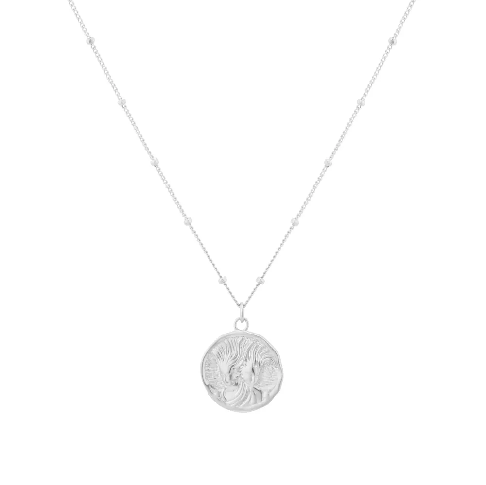 Sterling Silver Gemini Beaded Chain Horoscope Pendant