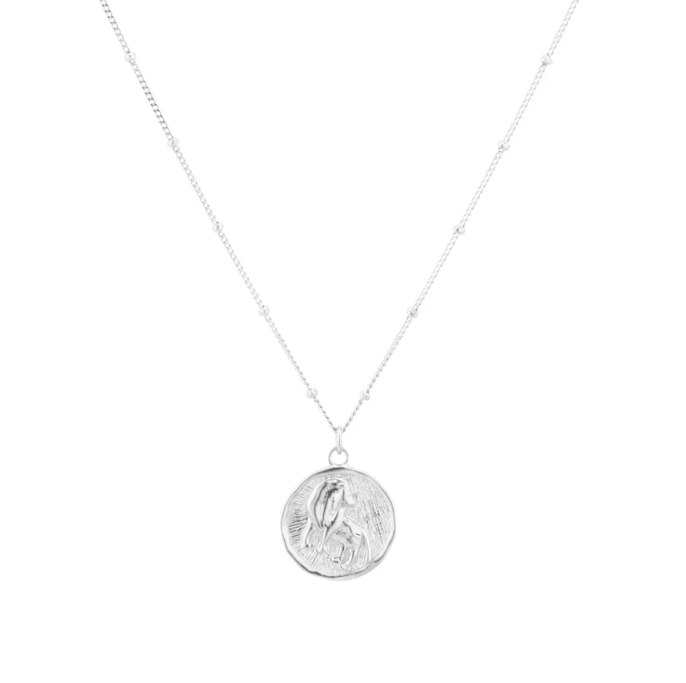 Sterling Silver Leo Beaded Chain Horoscope Pendant