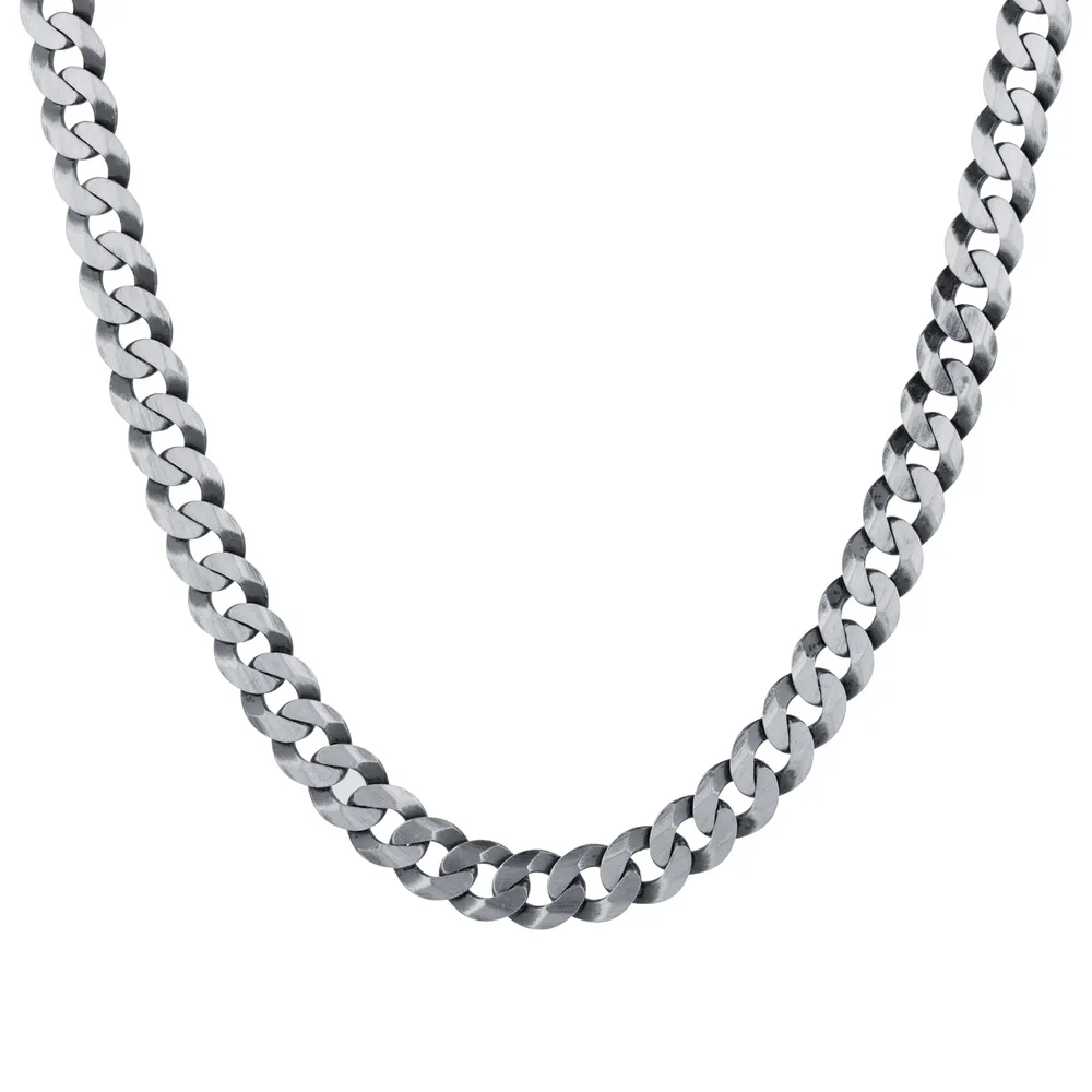 Sterling Silver Mens 20 Inch Oxidised 7.9mm Curb