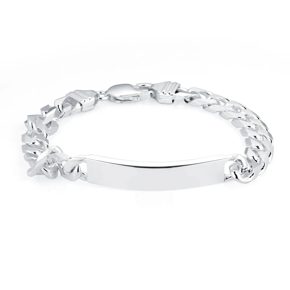 Sterling Silver Mens 8.5 Inch ID Curb Bracelet