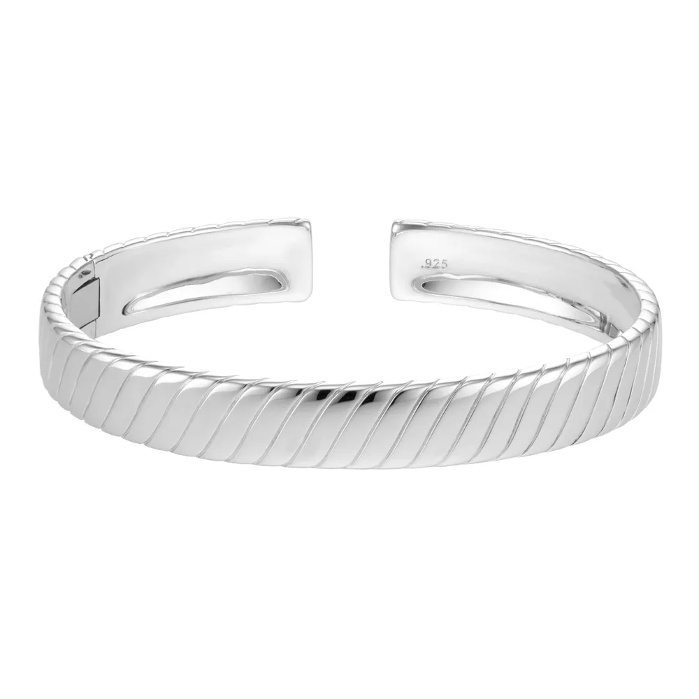 Sterling Silver Mens Twist Cuff Bracelet