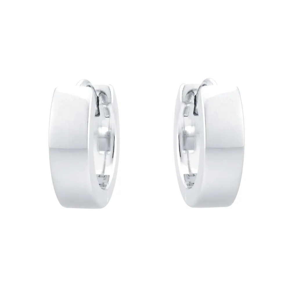 Sterling Silver Mens Wide Huggie Hoop Earrings
