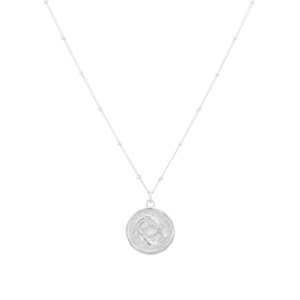 Sterling Silver Pisces Beaded Chain Horoscope Pendant