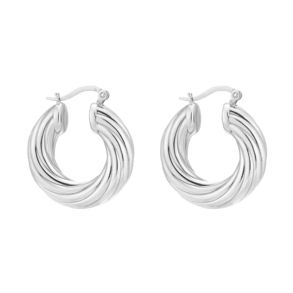 Sterling Silver Twist Hoop Earrings