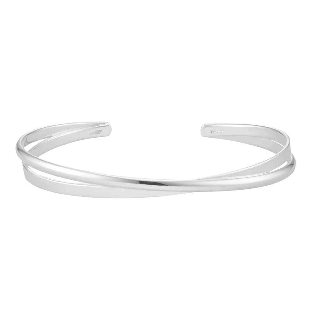 Sterling Silver Two Row Torque Bangle
