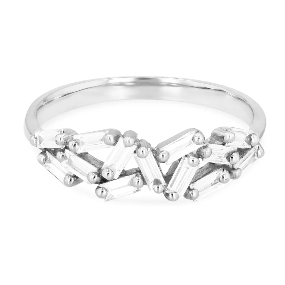 Suzanne Kalan 18ct White Gold Chevron Fireworks Ring
