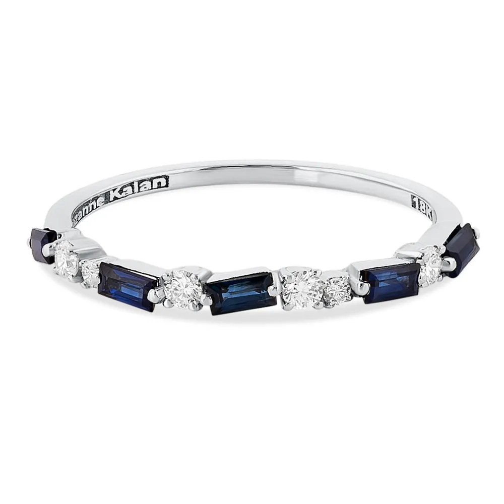 Suzanne Kalan 18ct White Gold Dark Blue Sapphire Half Ring